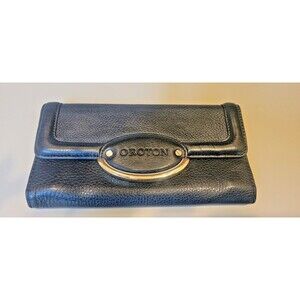Australian Oroton Lirio slim clutch Wallet Pebbled Black Leather  AUD $245